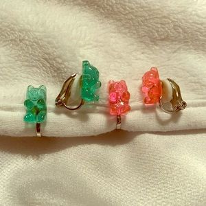 Girls Bear Clip on Earrings